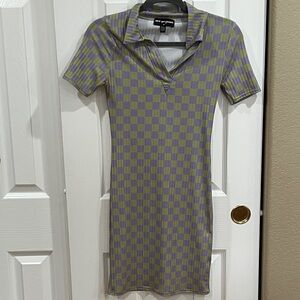New Girl Order Checkered Dress in Purple and Green-Size 4